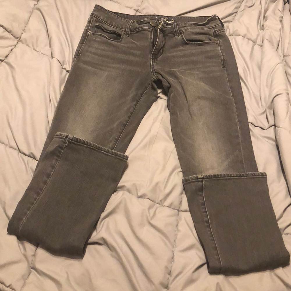 Gray Skinny Kick American Eagle Jeans